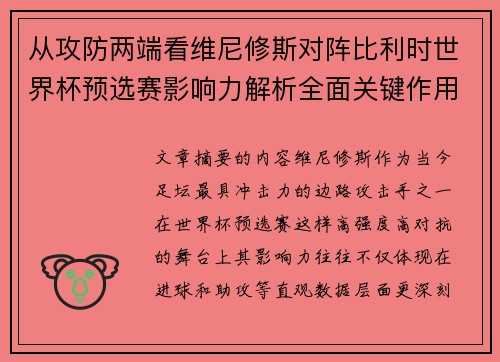 从攻防两端看维尼修斯对阵比利时世界杯预选赛影响力解析全面关键作用